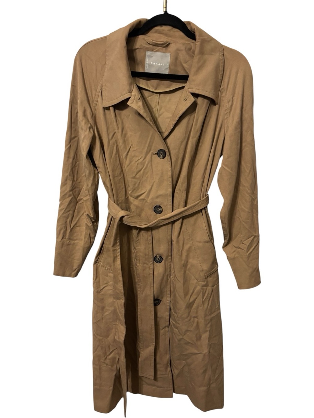 Everlane Women's Tan Trench Coat - Classic Belted Design in Size XS
